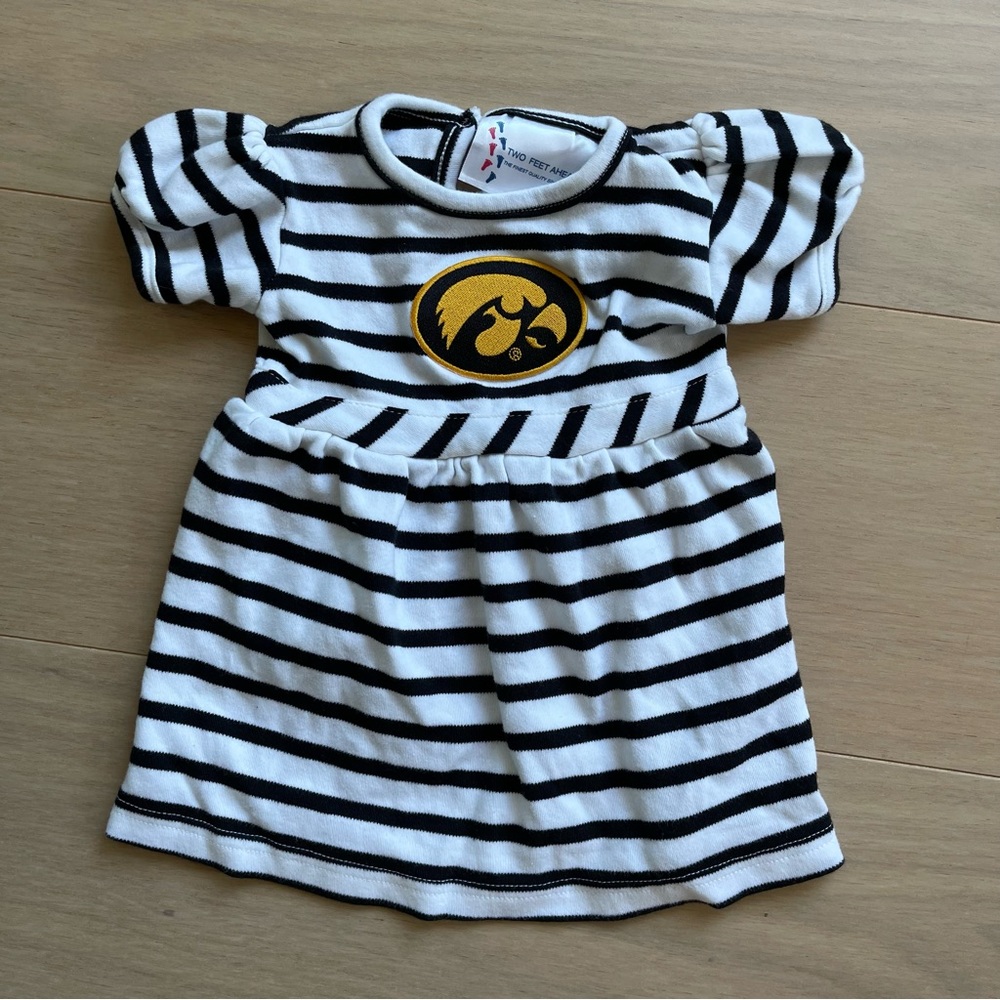 Baby girl Iowa Hawkeyes striped cap sleeve dress